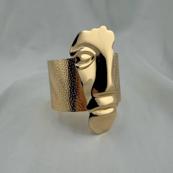 Sculptural Gold Face Cuff Bracelet - Picture 5 of 5